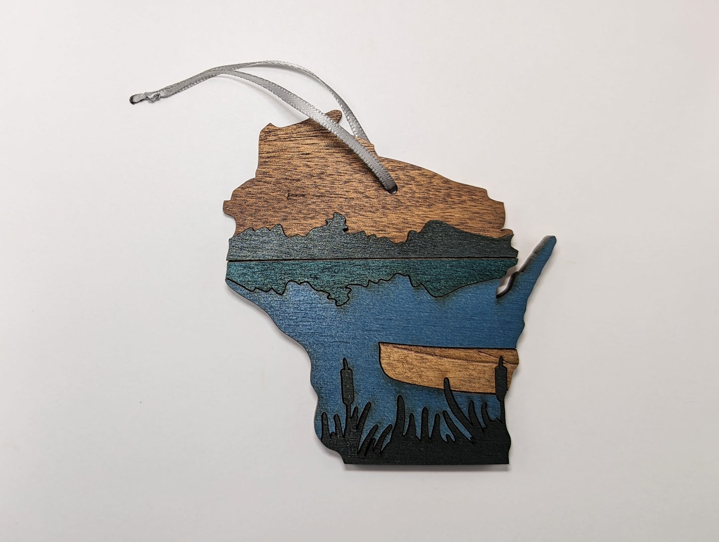 Canoe on the Lake Wisconsin Handmade Wood Ornament or Magnet