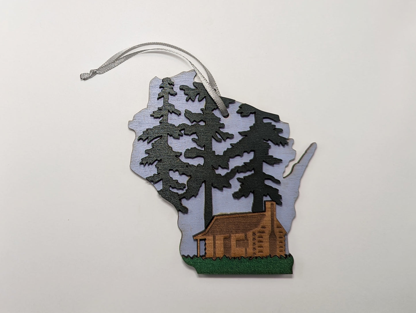 Log Cabin in the Woods 5" Wisconsin Wood Ornament or Magnet