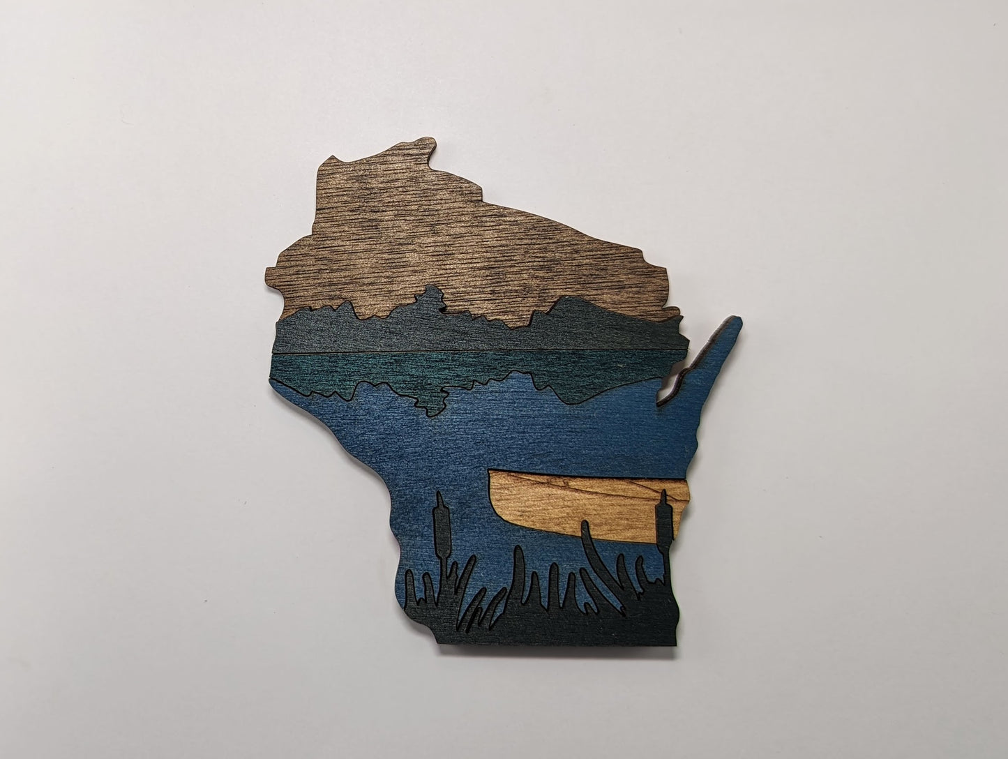 Canoe on the Lake Wisconsin Handmade Wood Ornament or Magnet