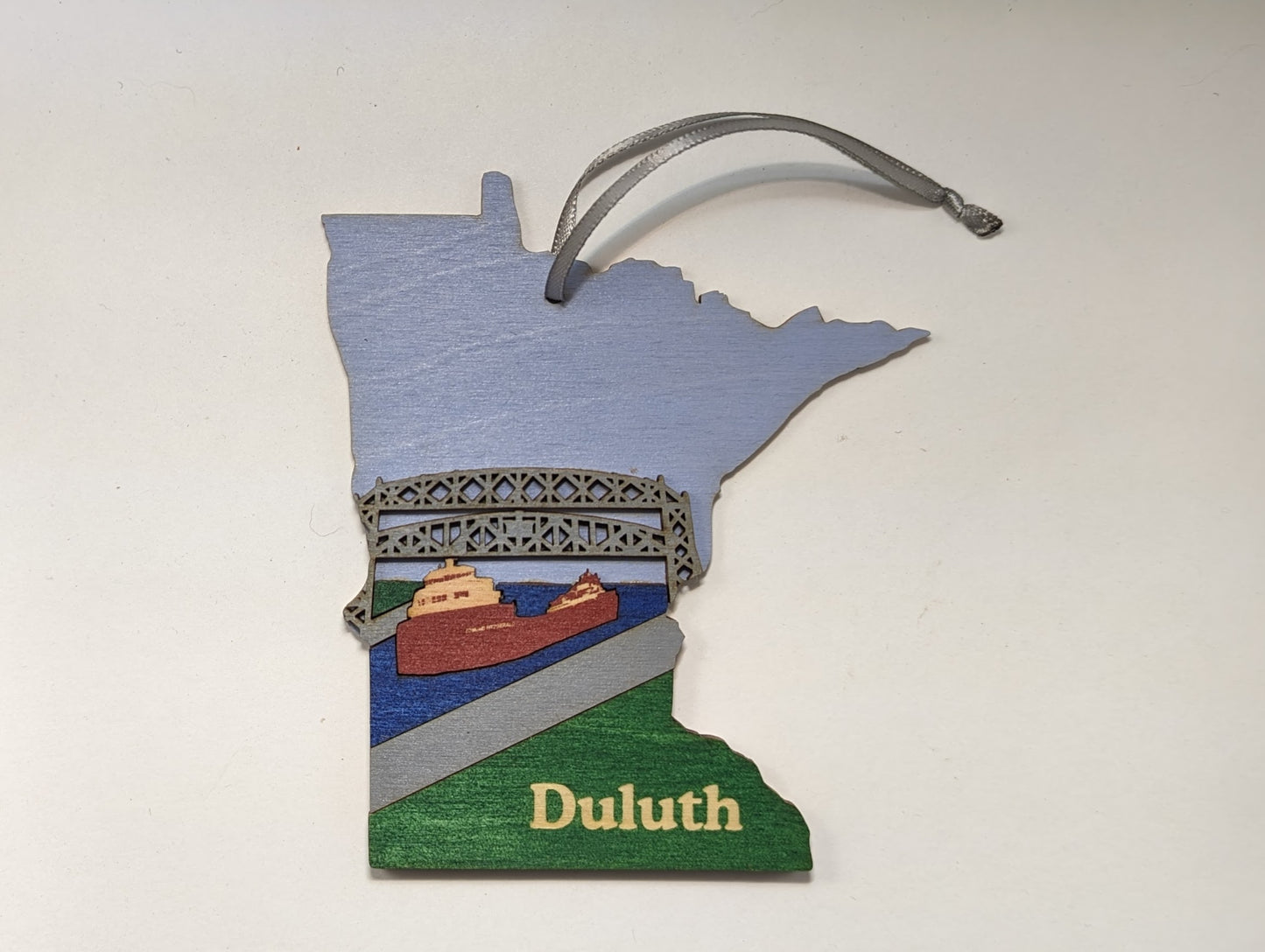 Duluth Lift Bridge SS Edmund Fitzgerald Minnesota North shore 5" handmade wood ornament or magnet