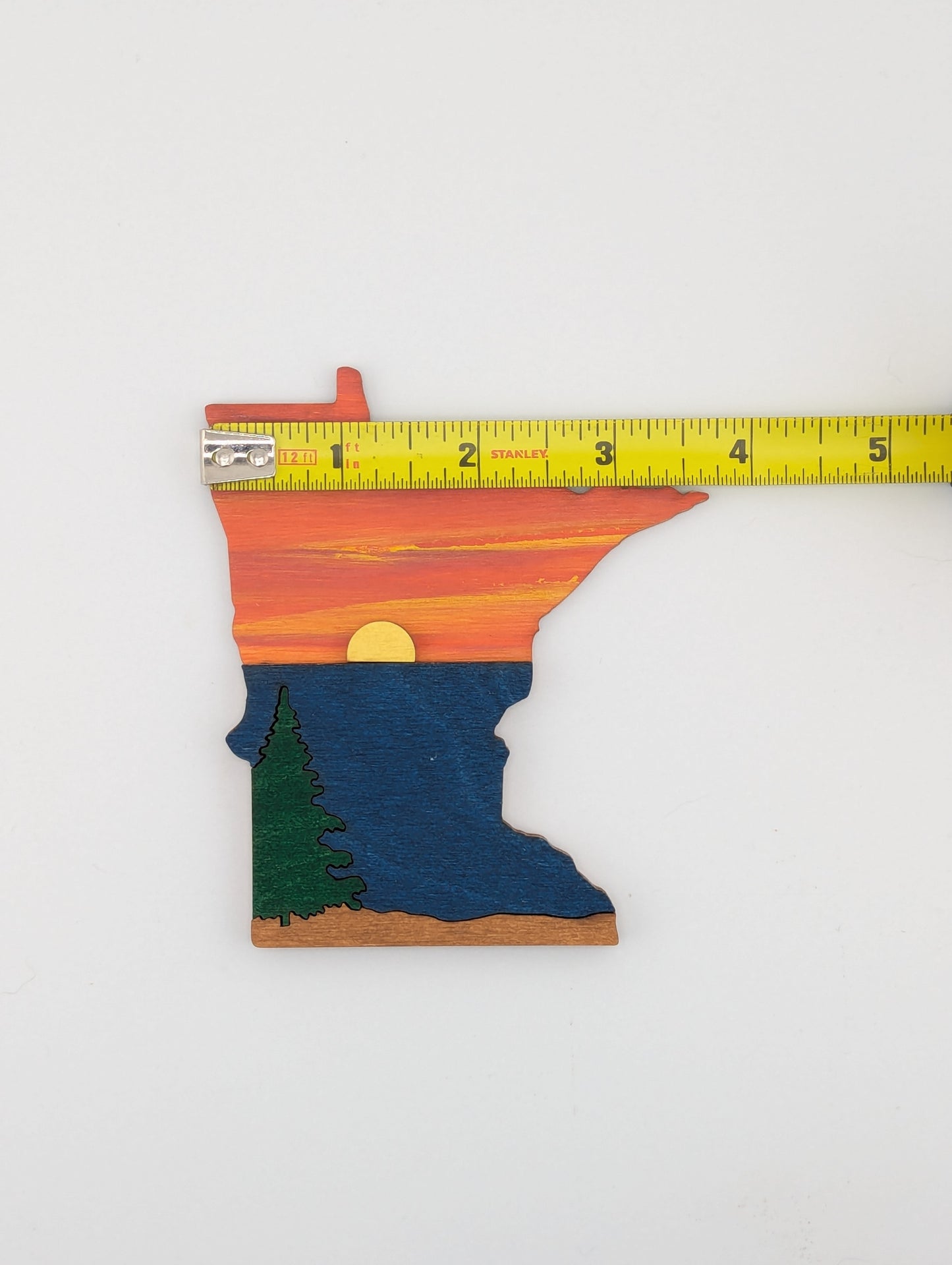 Minnesota Sunset Lake 4.25" wood ornament or magnet