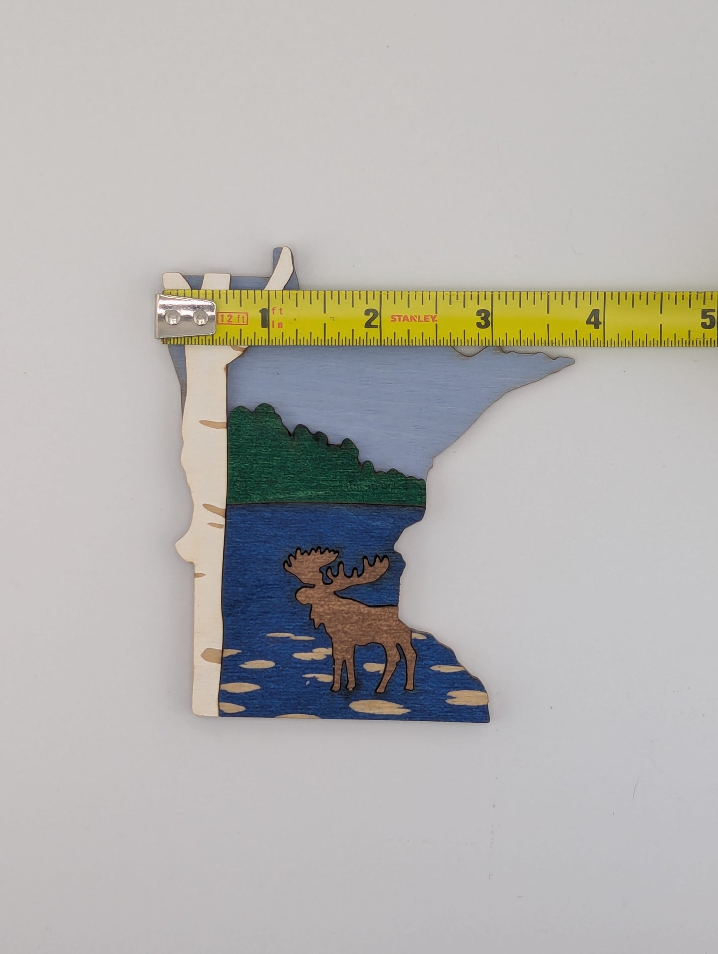 Minnesota Moose and Birch 4.25" wood ornament or magnet