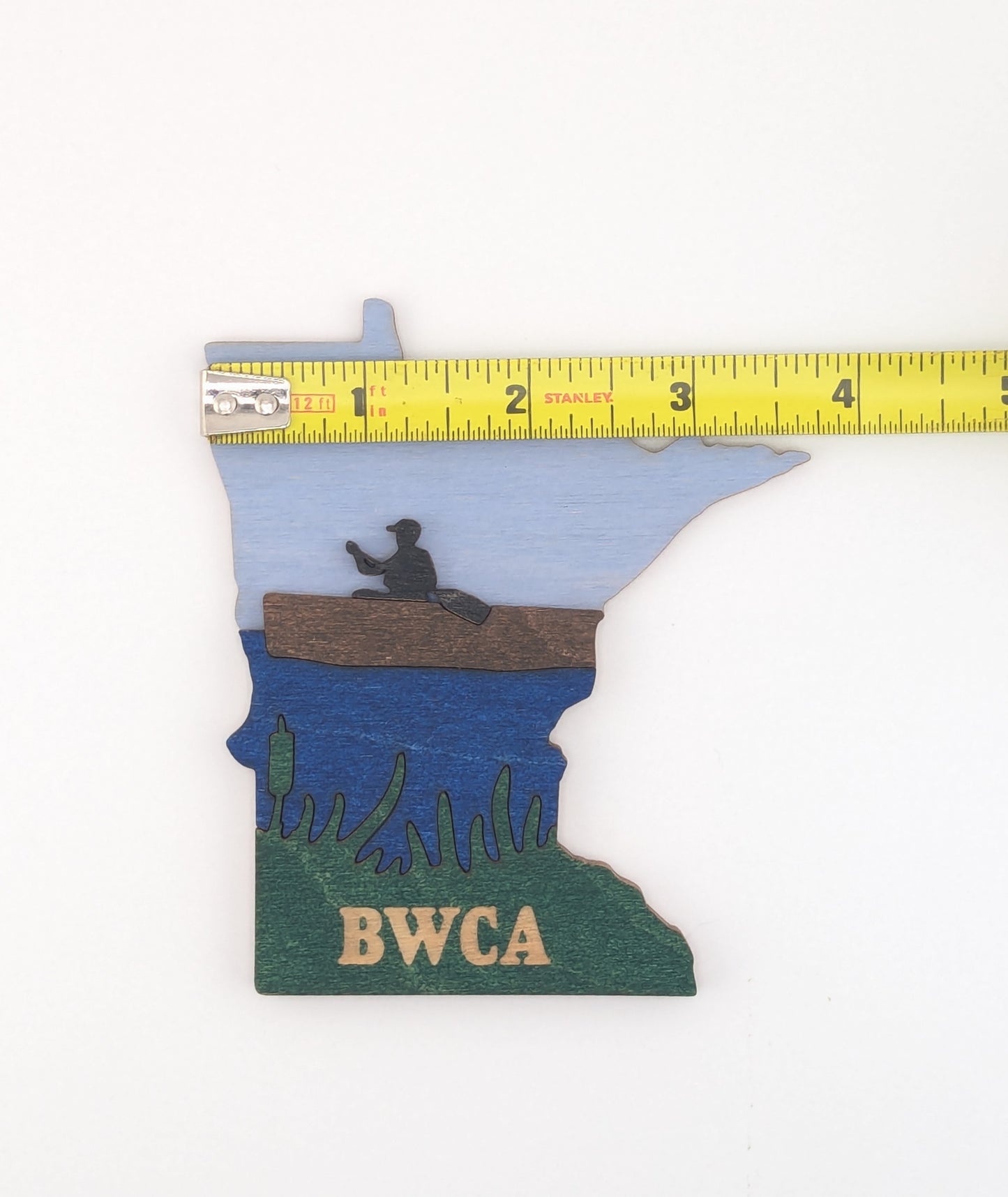 Minnesota BWCA Canoe Paddler 4.25" wood ornament or magnet