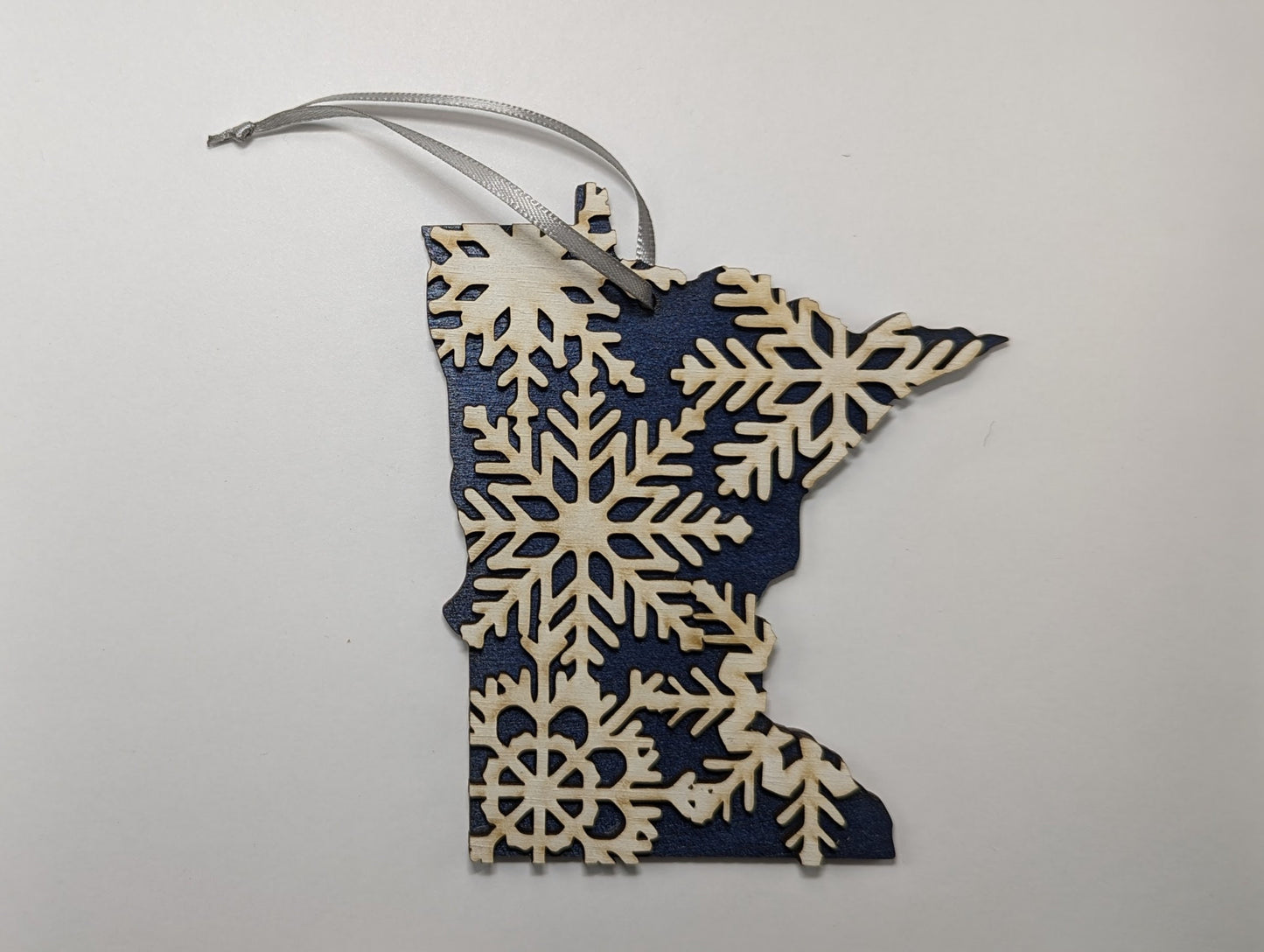 Minnesota Snowflake 5" handmade wood ornament or magnet