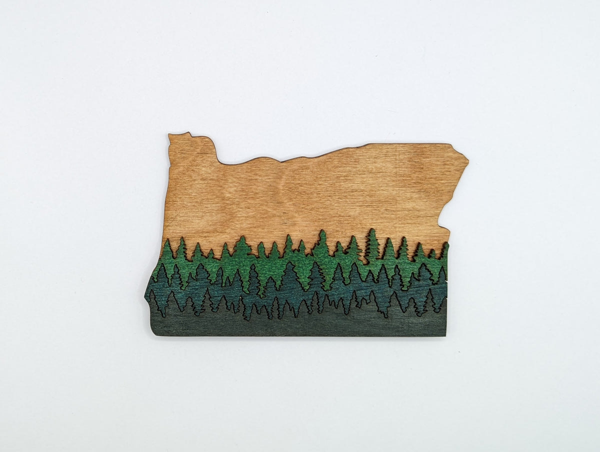 Oregon 5" handmade ornament or magnet. Layered wood art. Multipurpose housewarming, wedding, or Christmas gift.