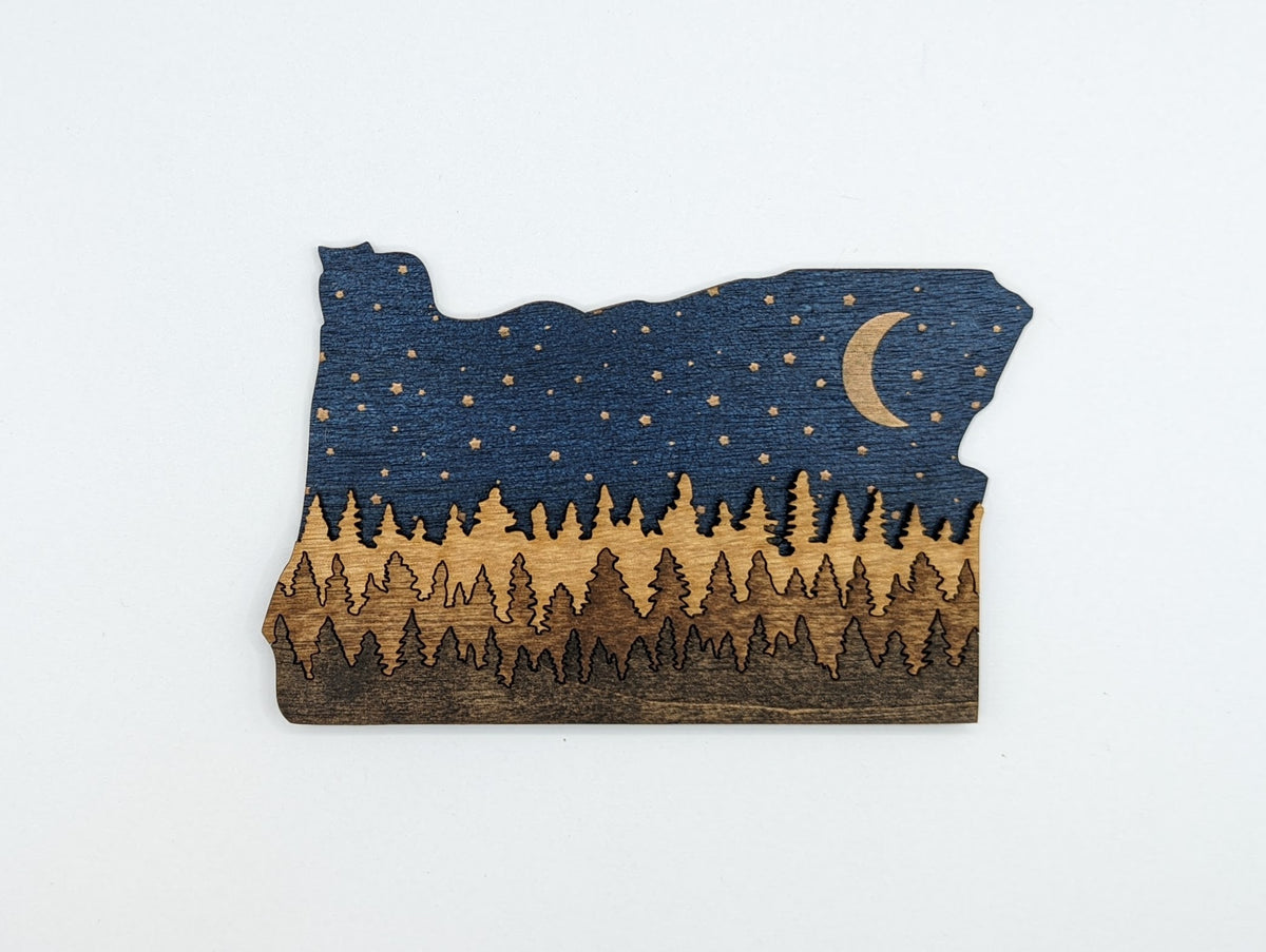 Oregon 5" handmade ornament or magnet. Layered wood art. Multipurpose housewarming, wedding, or Christmas gift.