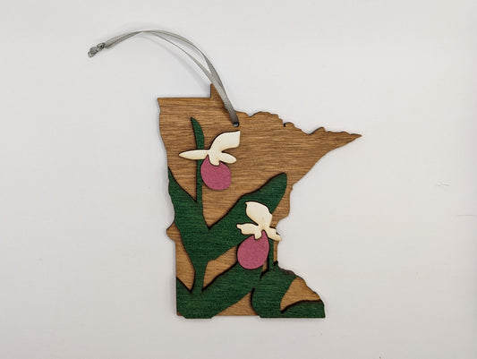 Lady Slipper State Flower Minnesota 5" handmade ornament or magnet