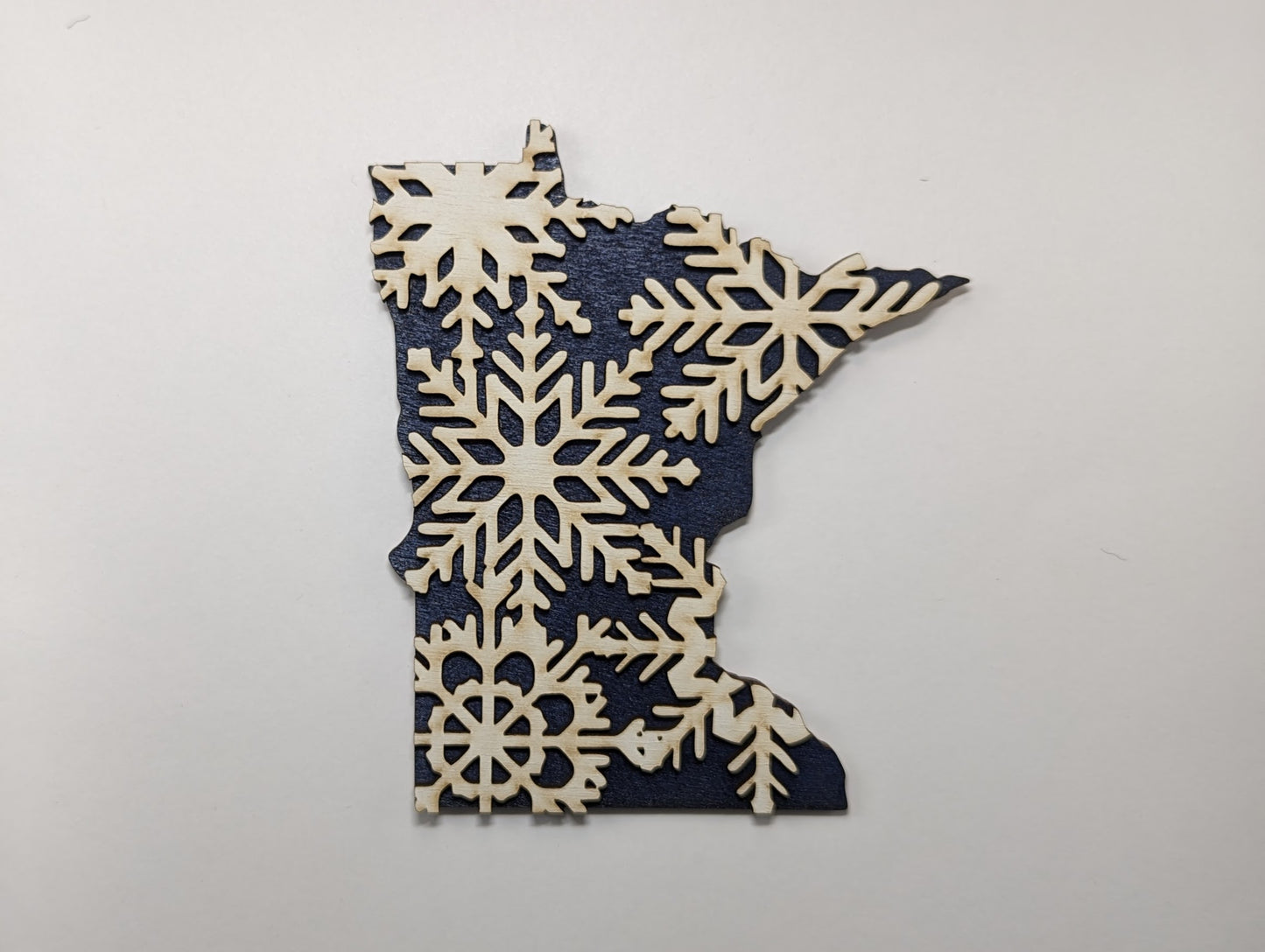 Minnesota Snowflake 5" handmade wood ornament or magnet
