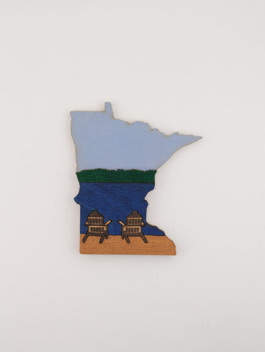Minnesota Adirondack Lake 4.25" wood ornament or magnet