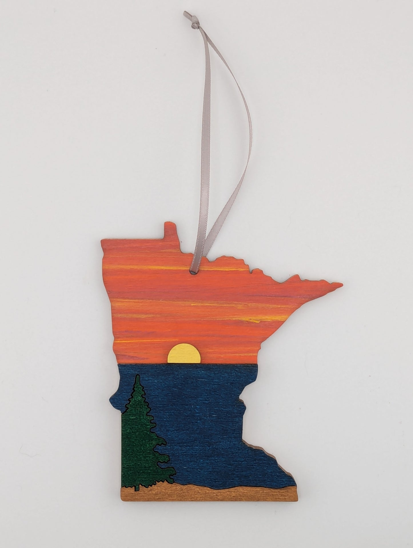 Minnesota Sunset Lake 4.25" wood ornament or magnet