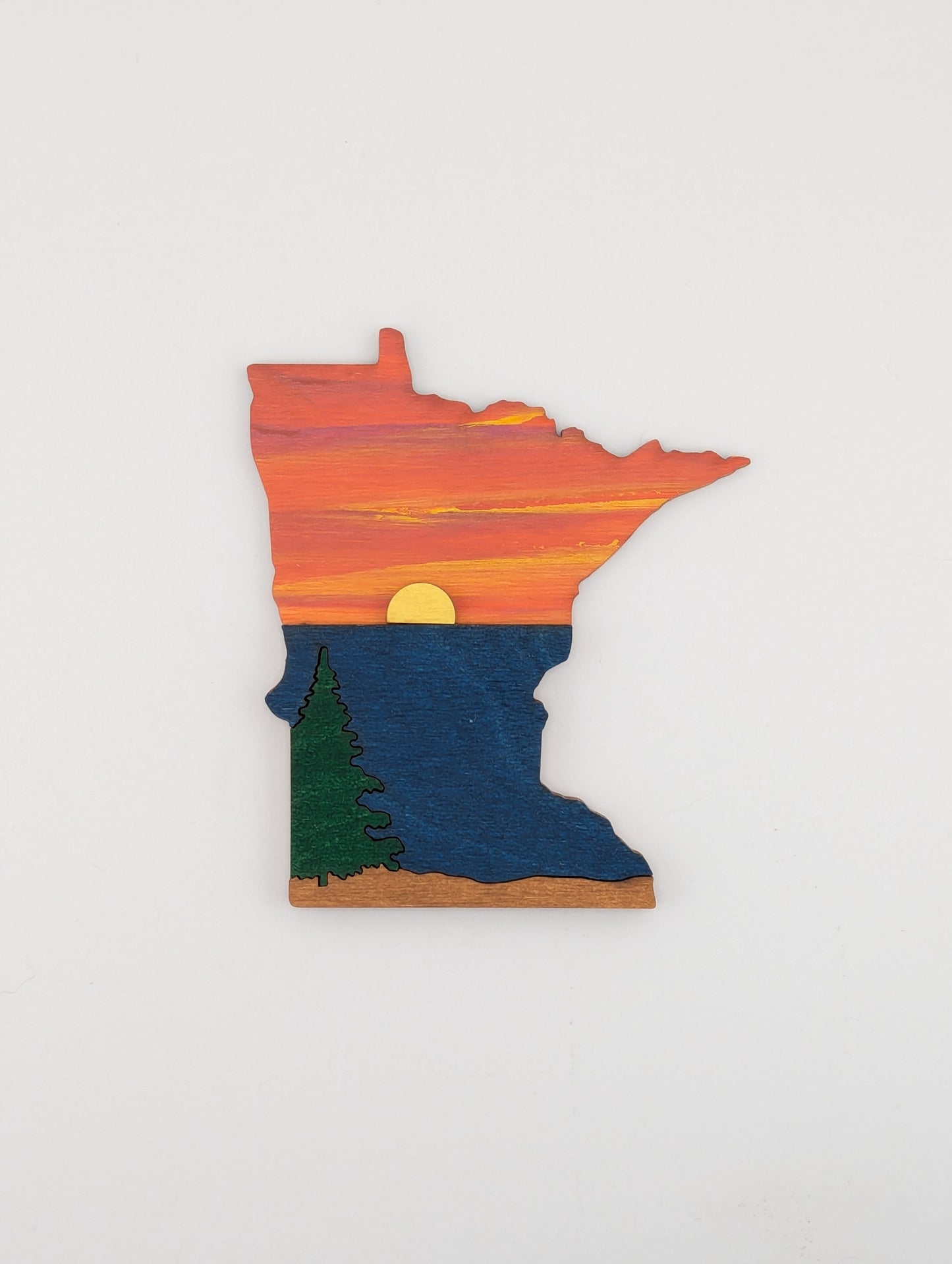 Minnesota Sunset Lake 4.25" wood ornament or magnet