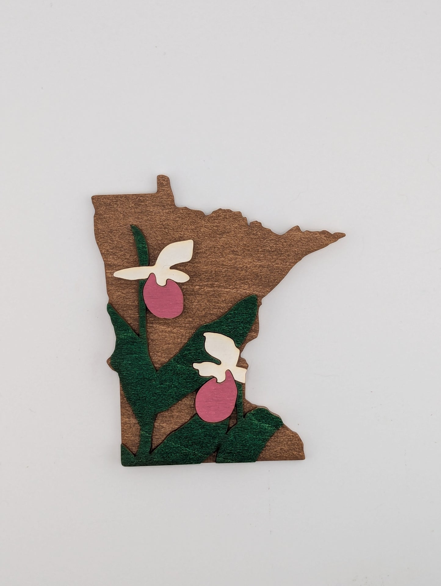 Minnesota Ladyslipper 4.25" wood ornament or magnet