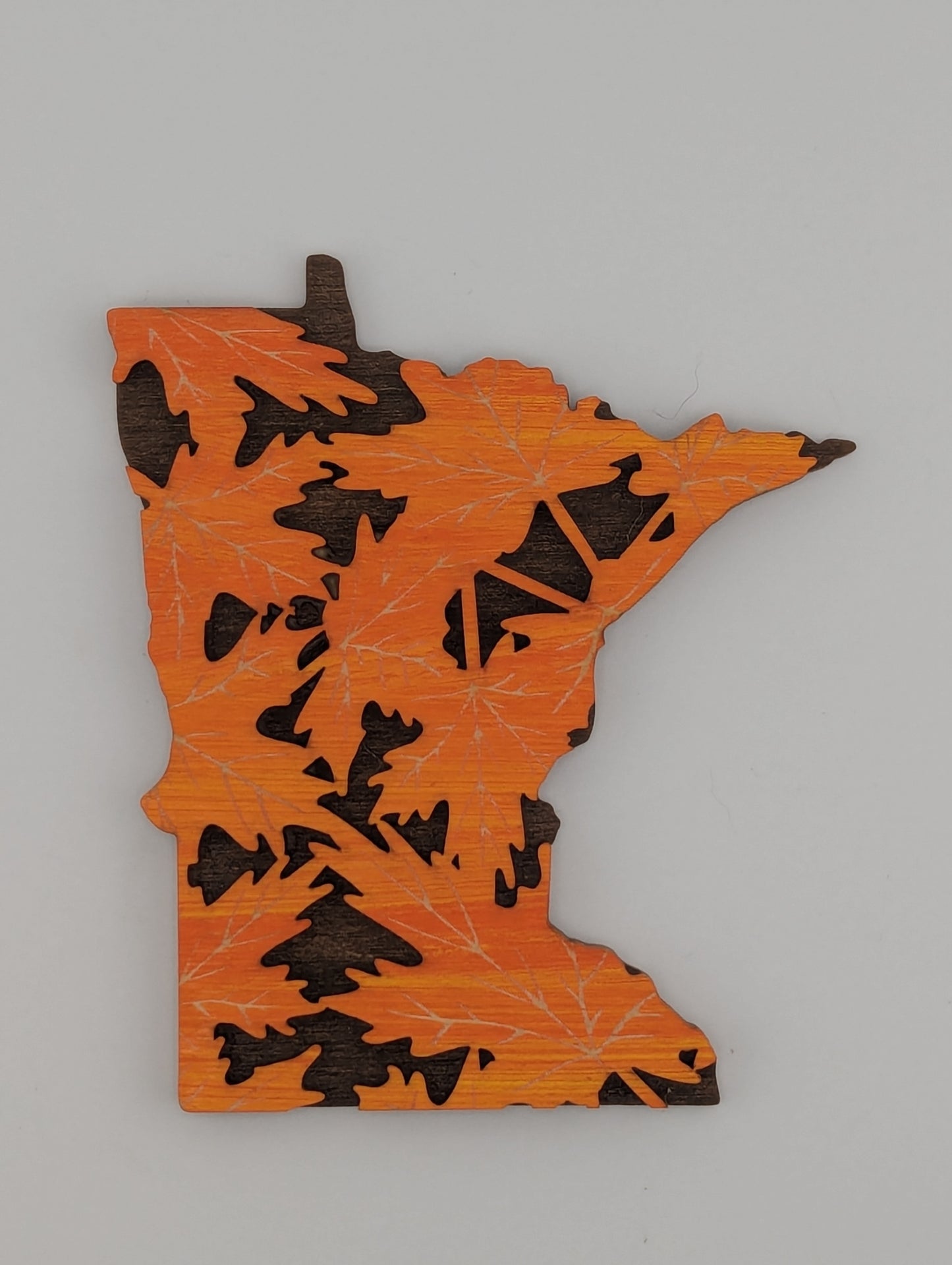 Minnesota Fall Leaves 4.25" wood ornament or magnet