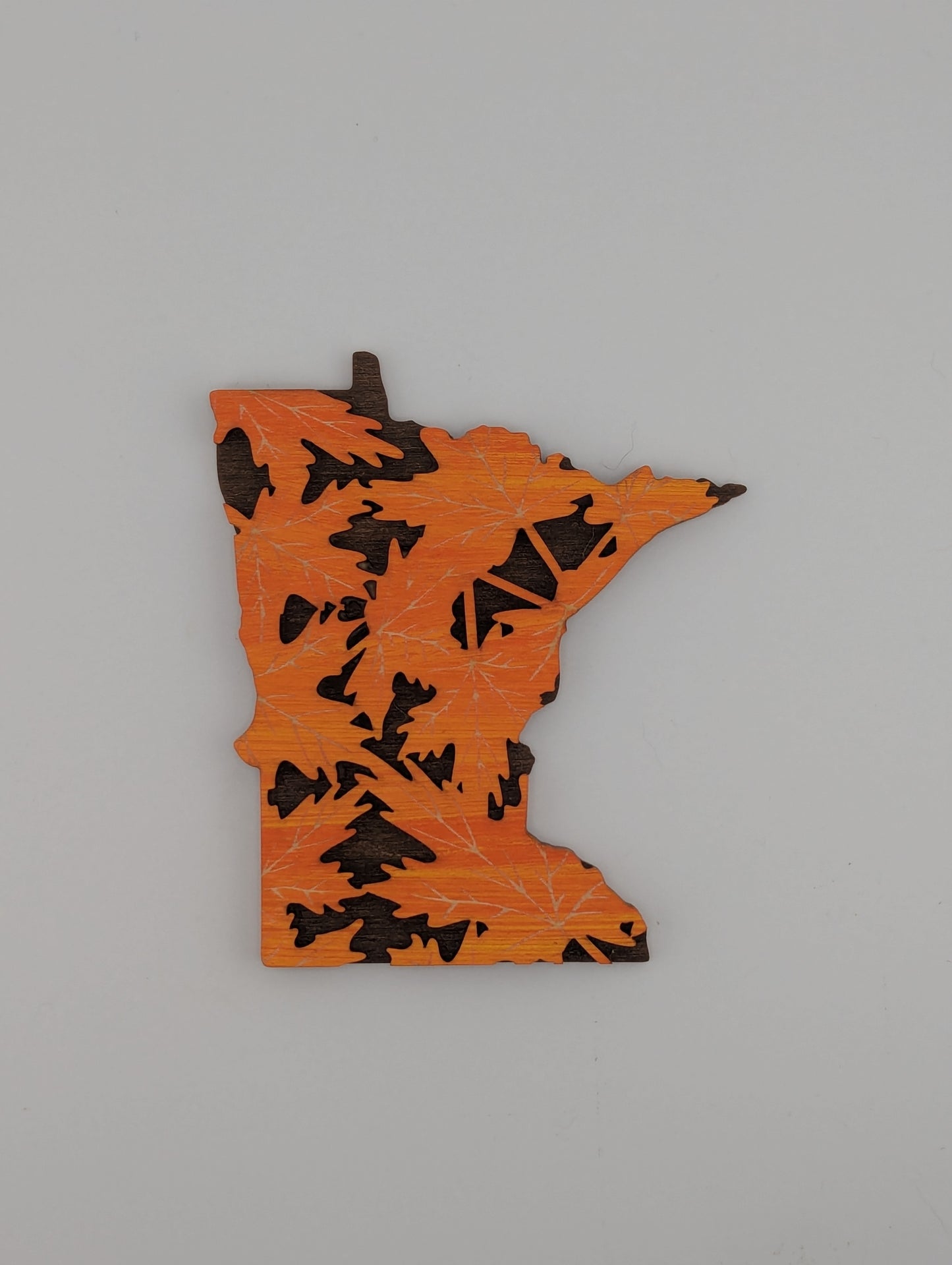 Minnesota Fall Leaves 4.25" wood ornament or magnet