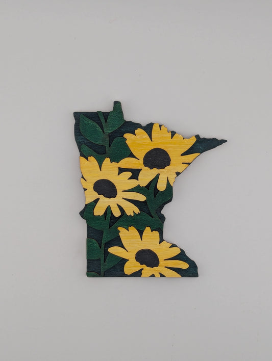 Minnesota Yellow Flowers 4.25" wood ornament or magnet