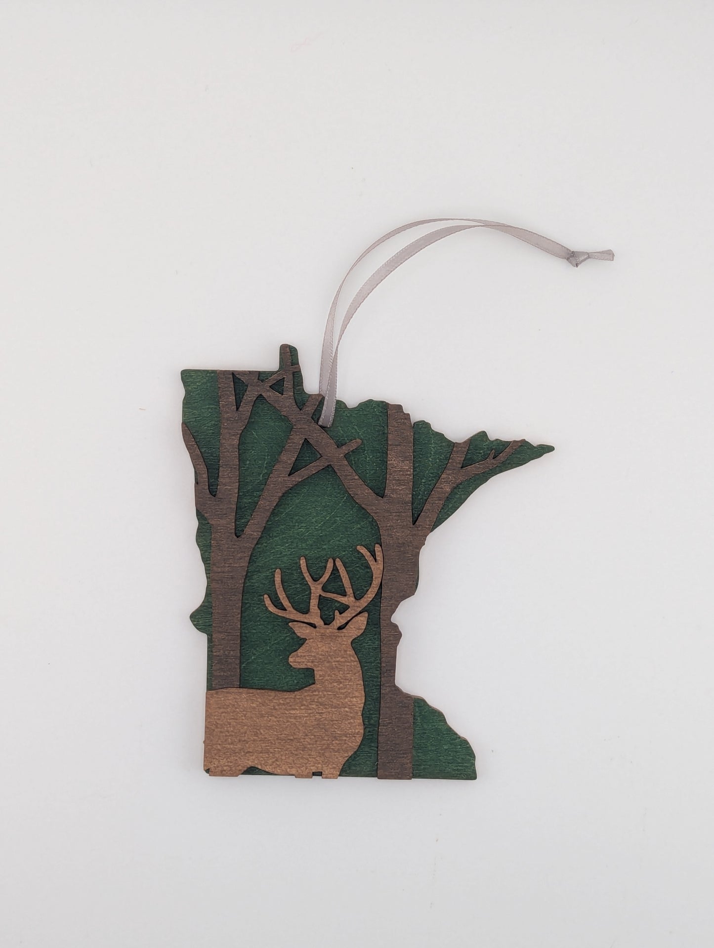 Minnesota Deer in Woods 4.25" wood ornament or magnet