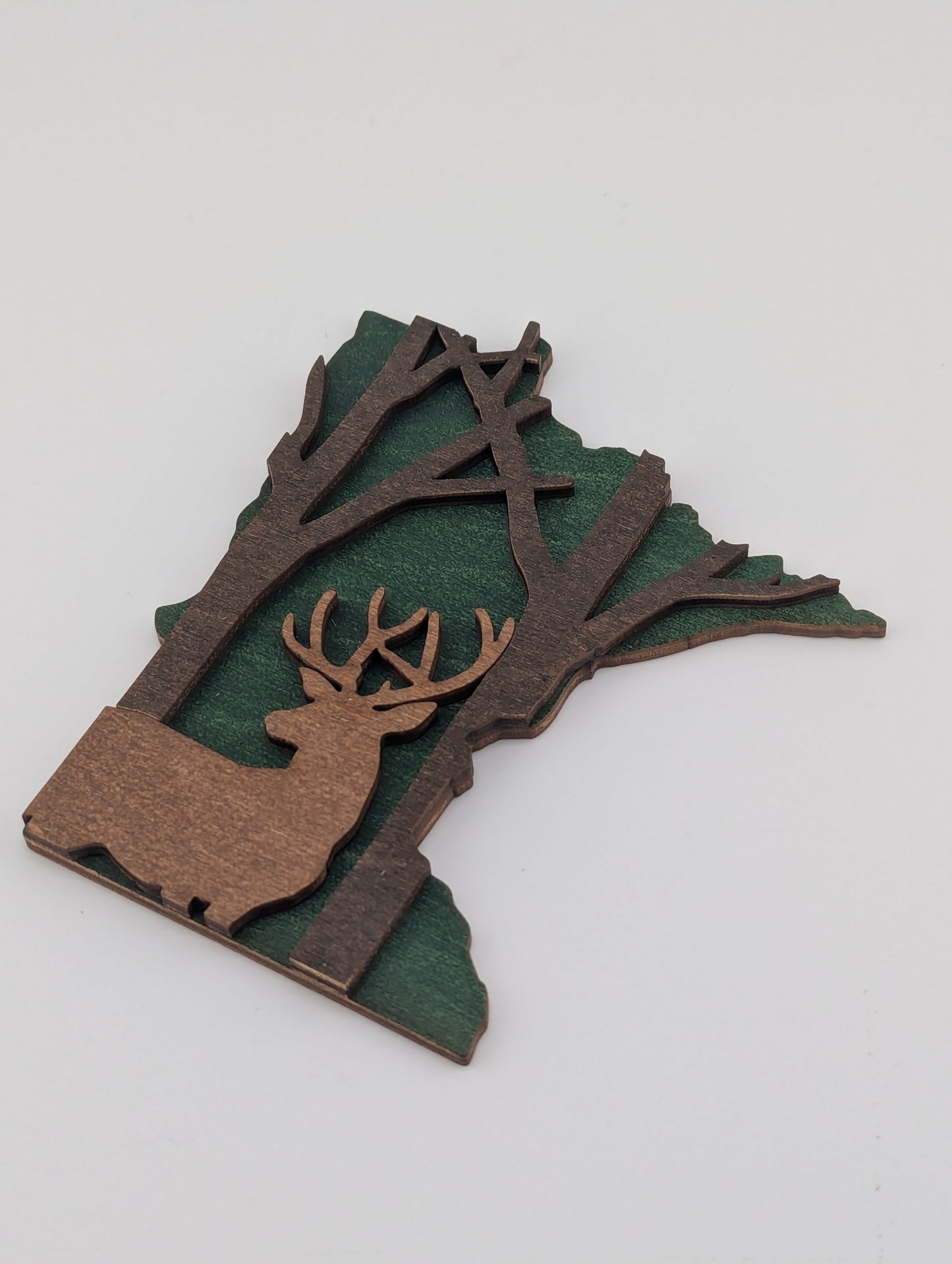 Minnesota Deer in Woods 4.25" wood ornament or magnet