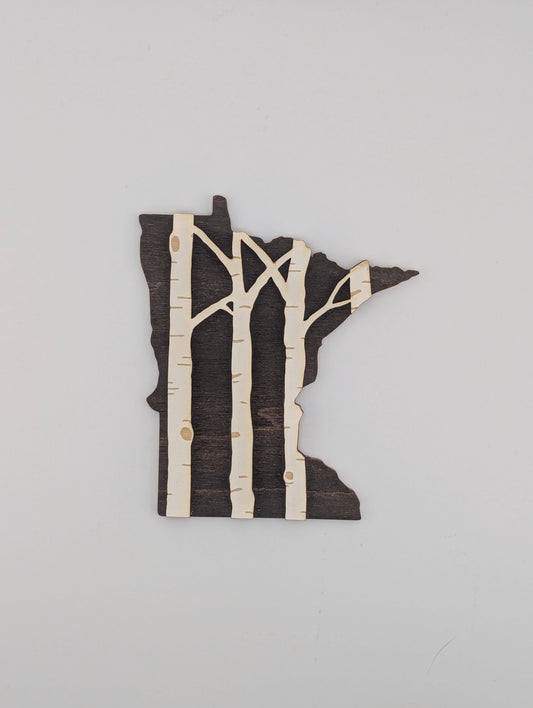 Minnesota Birch Trees 4.25" wood ornament or magnet