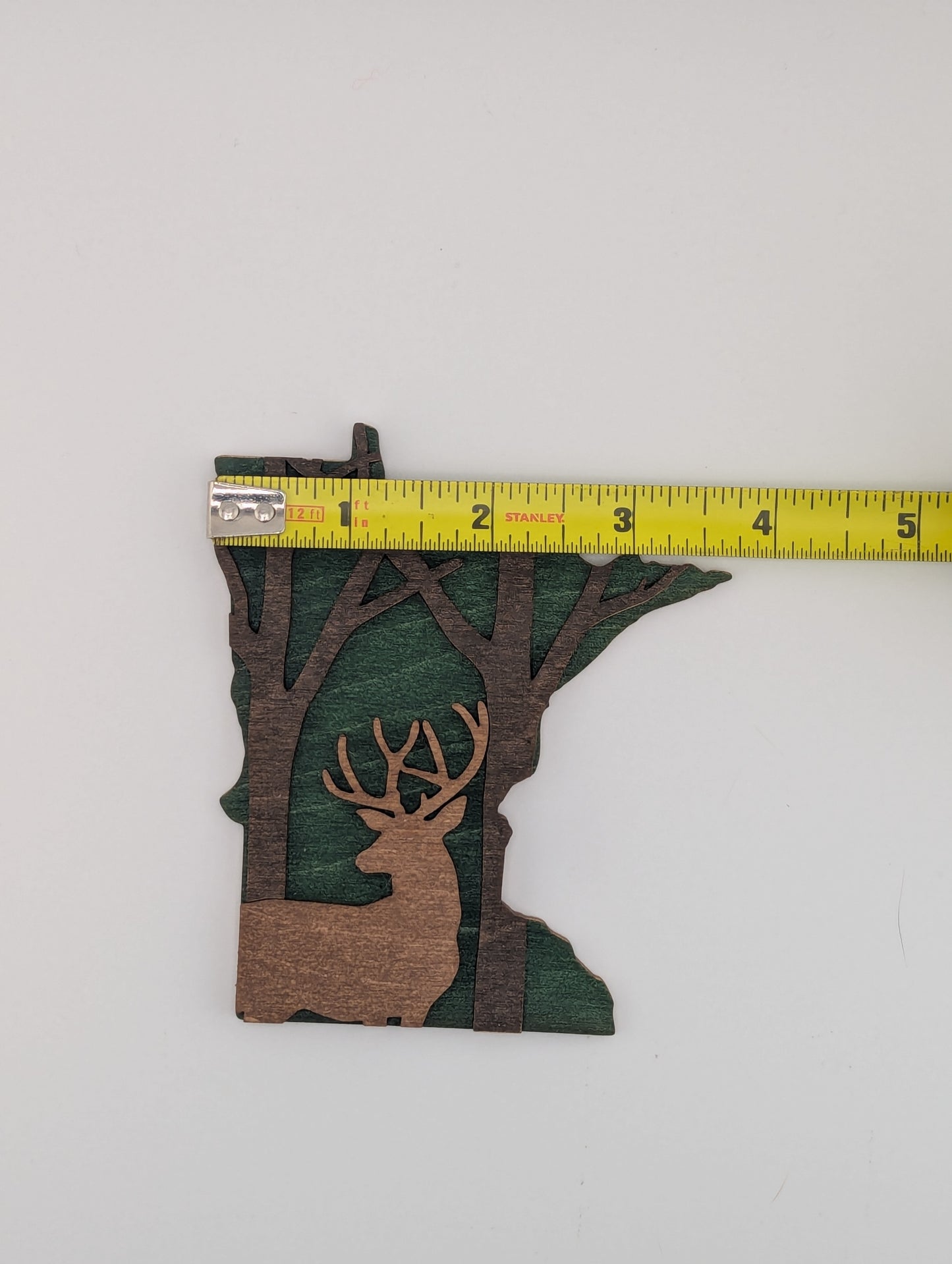 Minnesota Deer in Woods 4.25" wood ornament or magnet