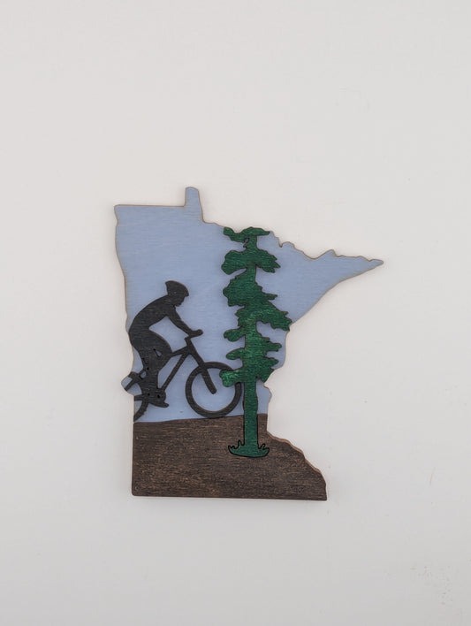 Minnesota Biker 4.25" wood ornament or magnet