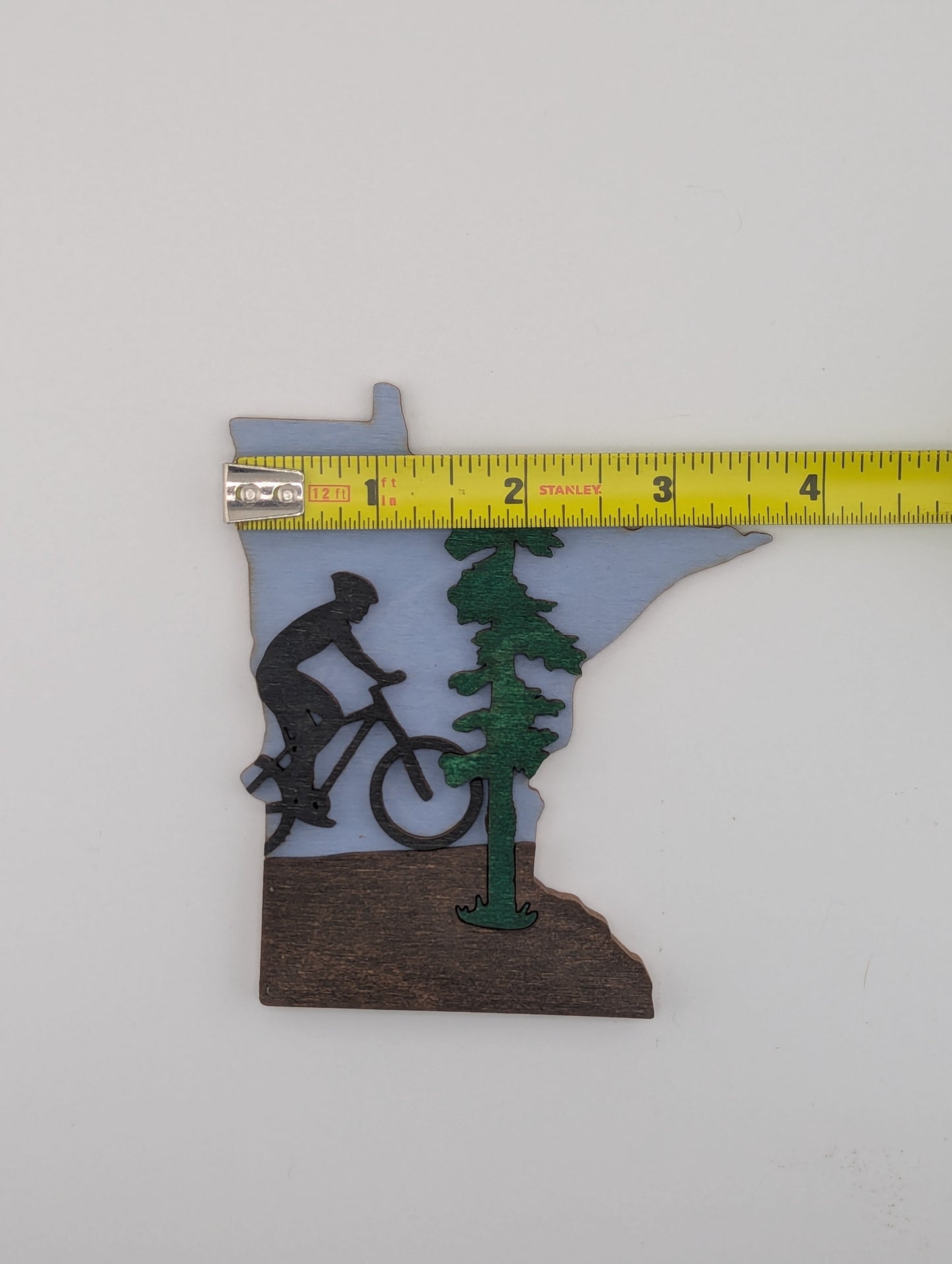 Minnesota Biker 4.25" wood ornament or magnet