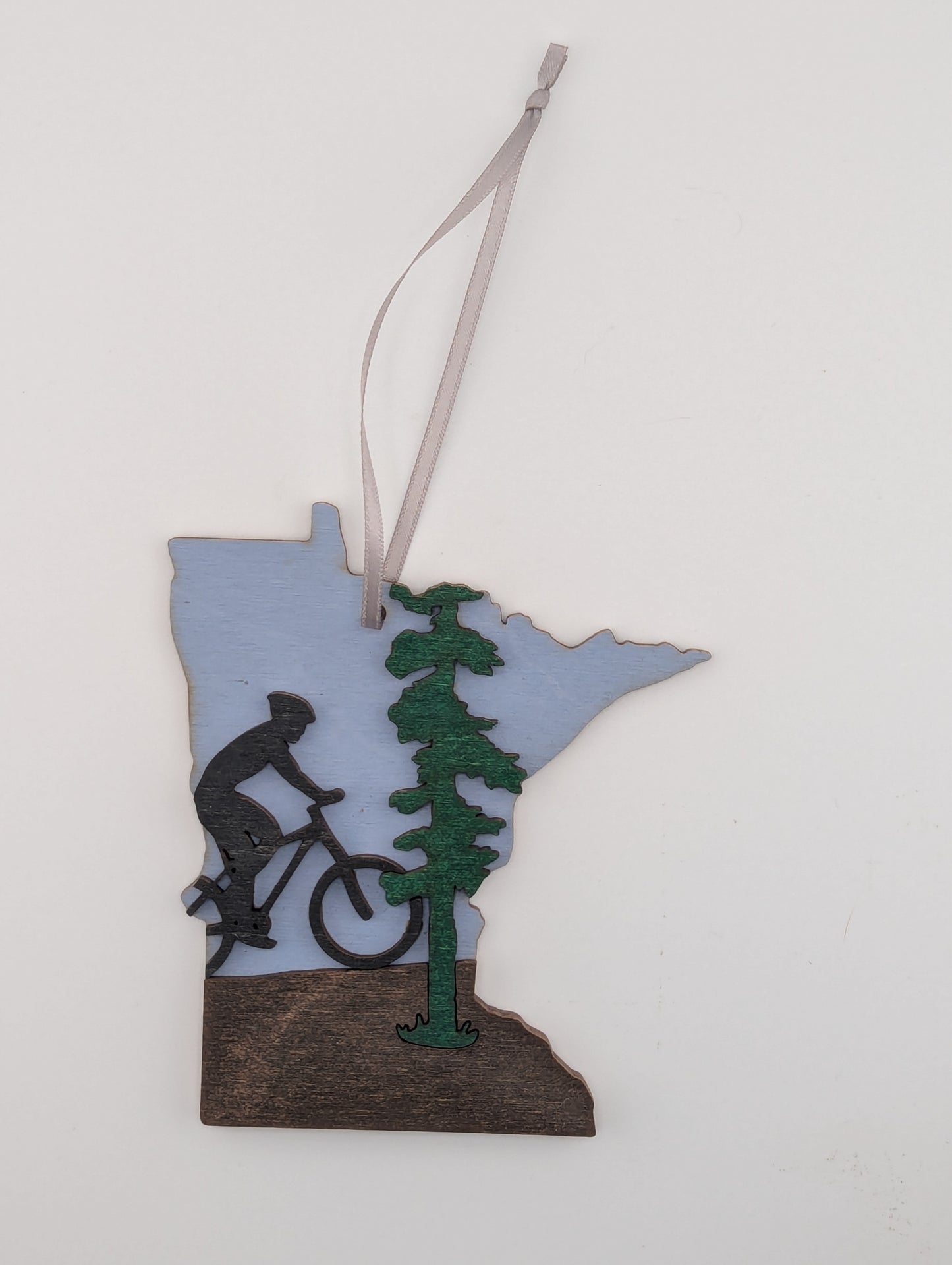 Minnesota Biker 4.25" wood ornament or magnet