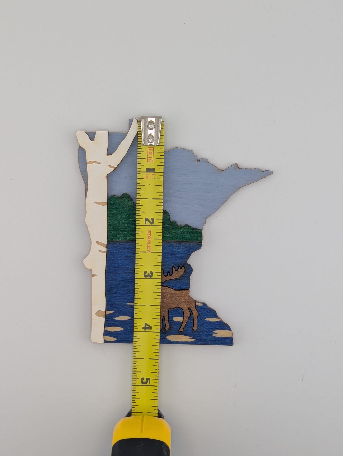 Minnesota Moose and Birch 4.25" wood ornament or magnet
