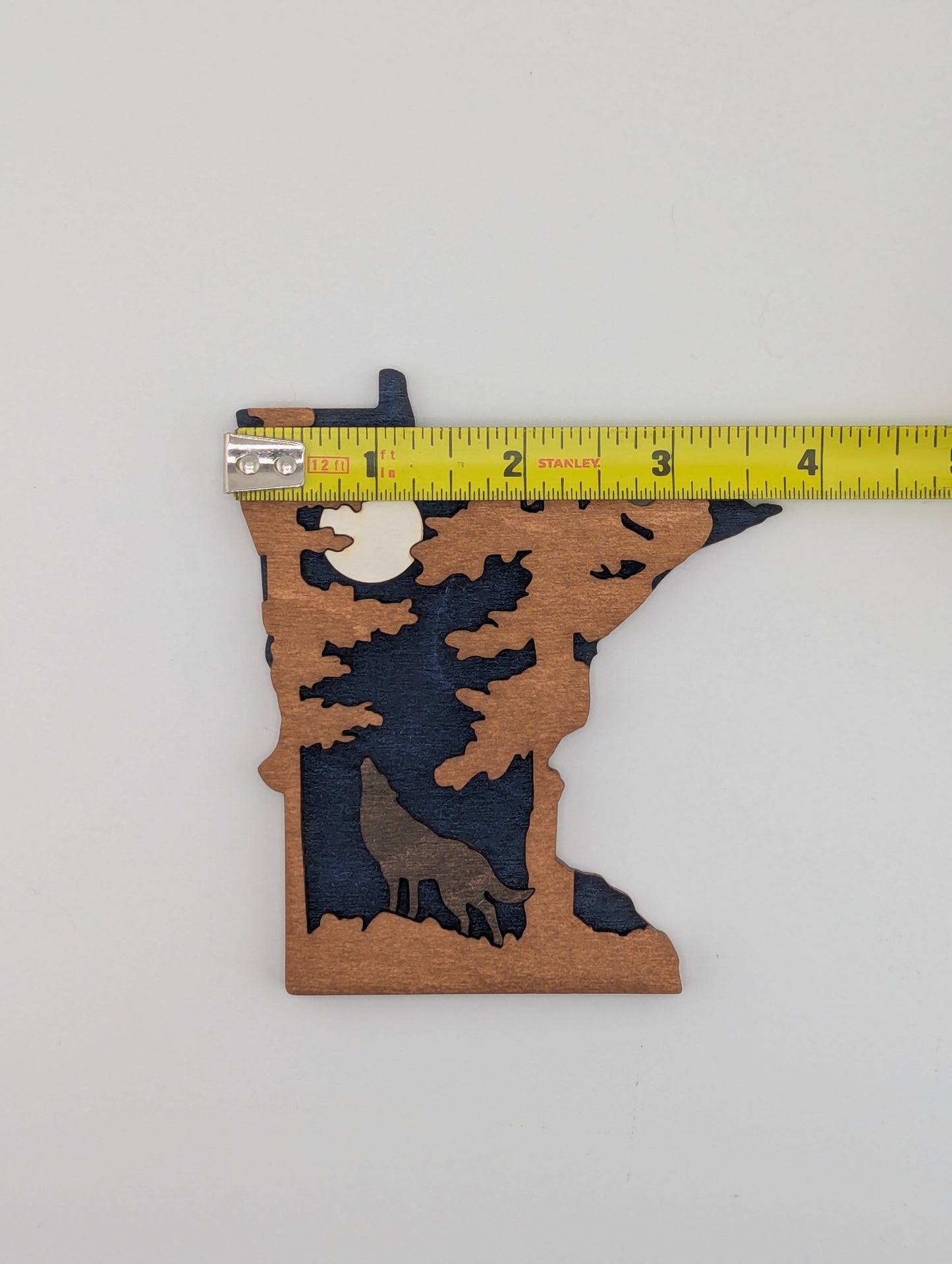 Minnesota Wolf Moon 4.25" wood ornament or magnet