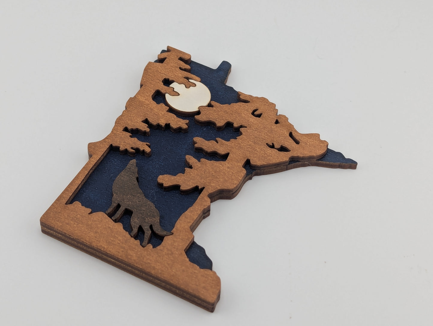 Minnesota Wolf Moon 4.25" wood ornament or magnet