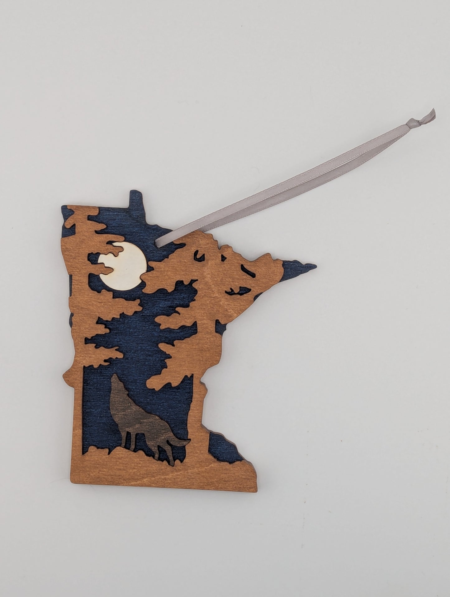 Minnesota Wolf Moon 4.25" wood ornament or magnet