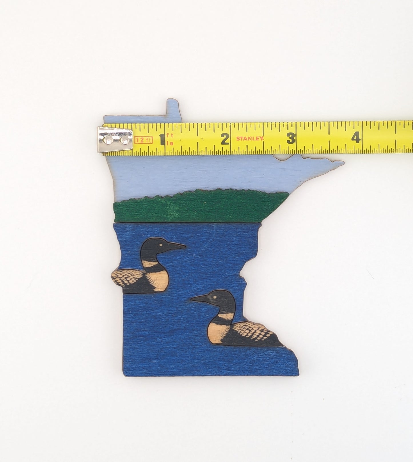 Minnesota Loon and Lake 4.25" wood ornament or magnet