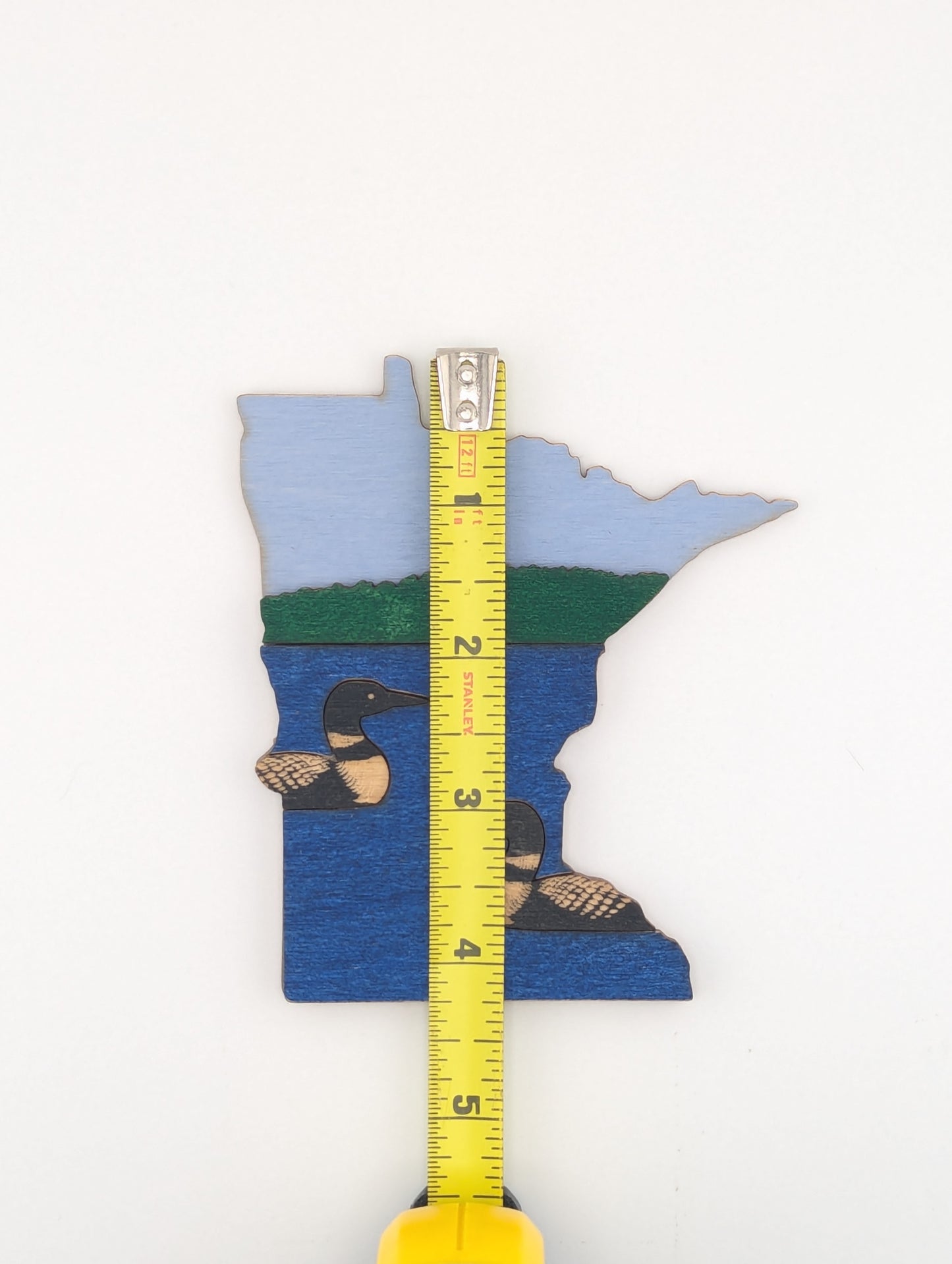 Minnesota Loon and Lake 4.25" wood ornament or magnet