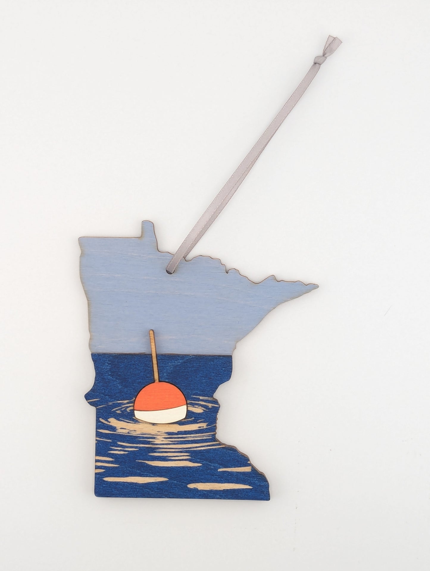 Minnesota Fishing Bobber 4.25" wood ornament or magnet