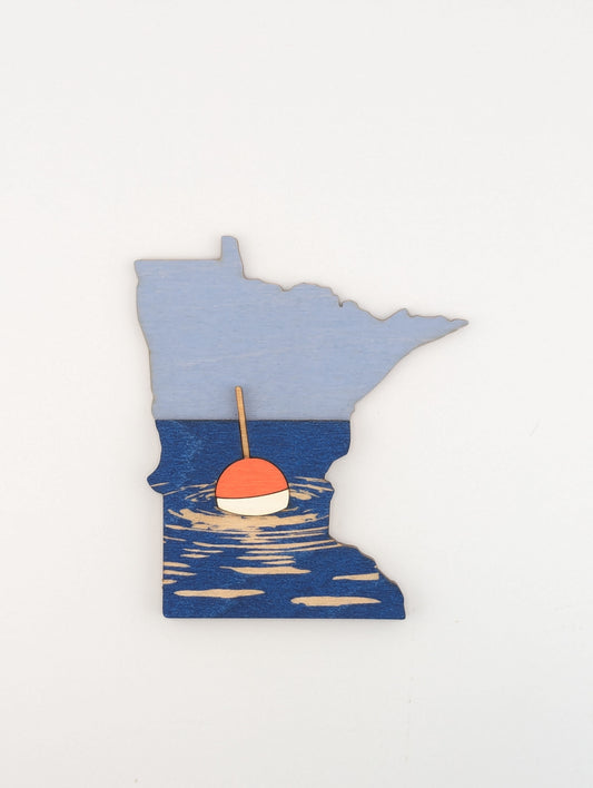 Minnesota Fishing Bobber 4.25" wood ornament or magnet