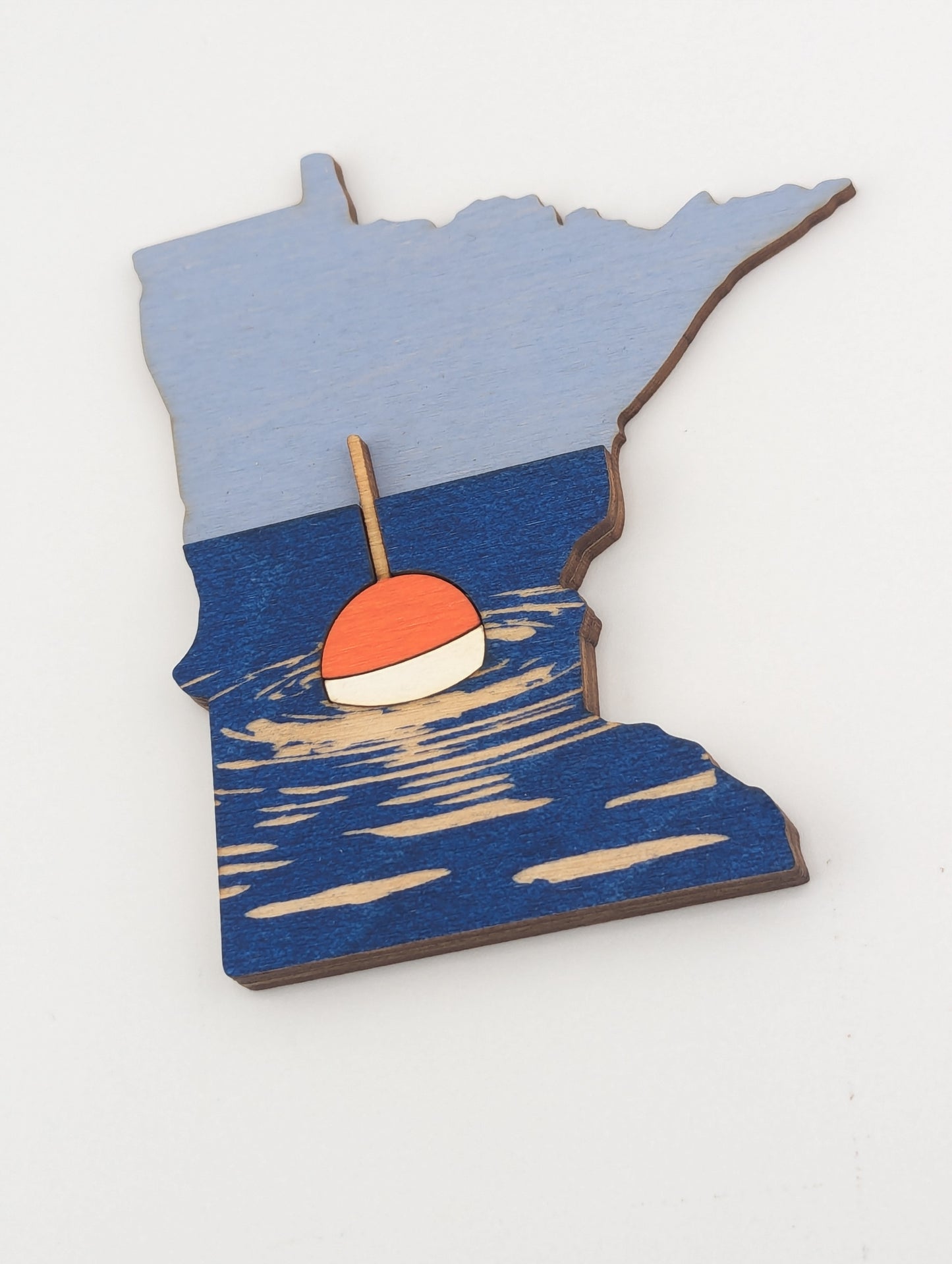 Minnesota Fishing Bobber 4.25" wood ornament or magnet