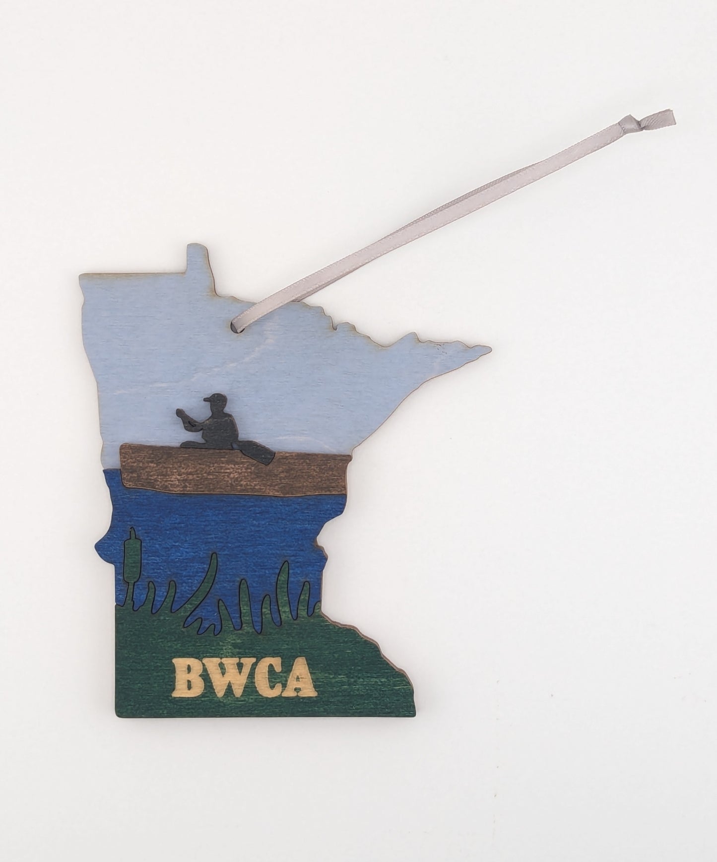 Minnesota BWCA Canoe Paddler 4.25" wood ornament or magnet