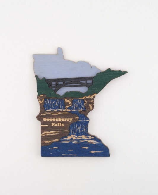 Minnesota Gooseberry Falls 4.25" wood ornament or magnet