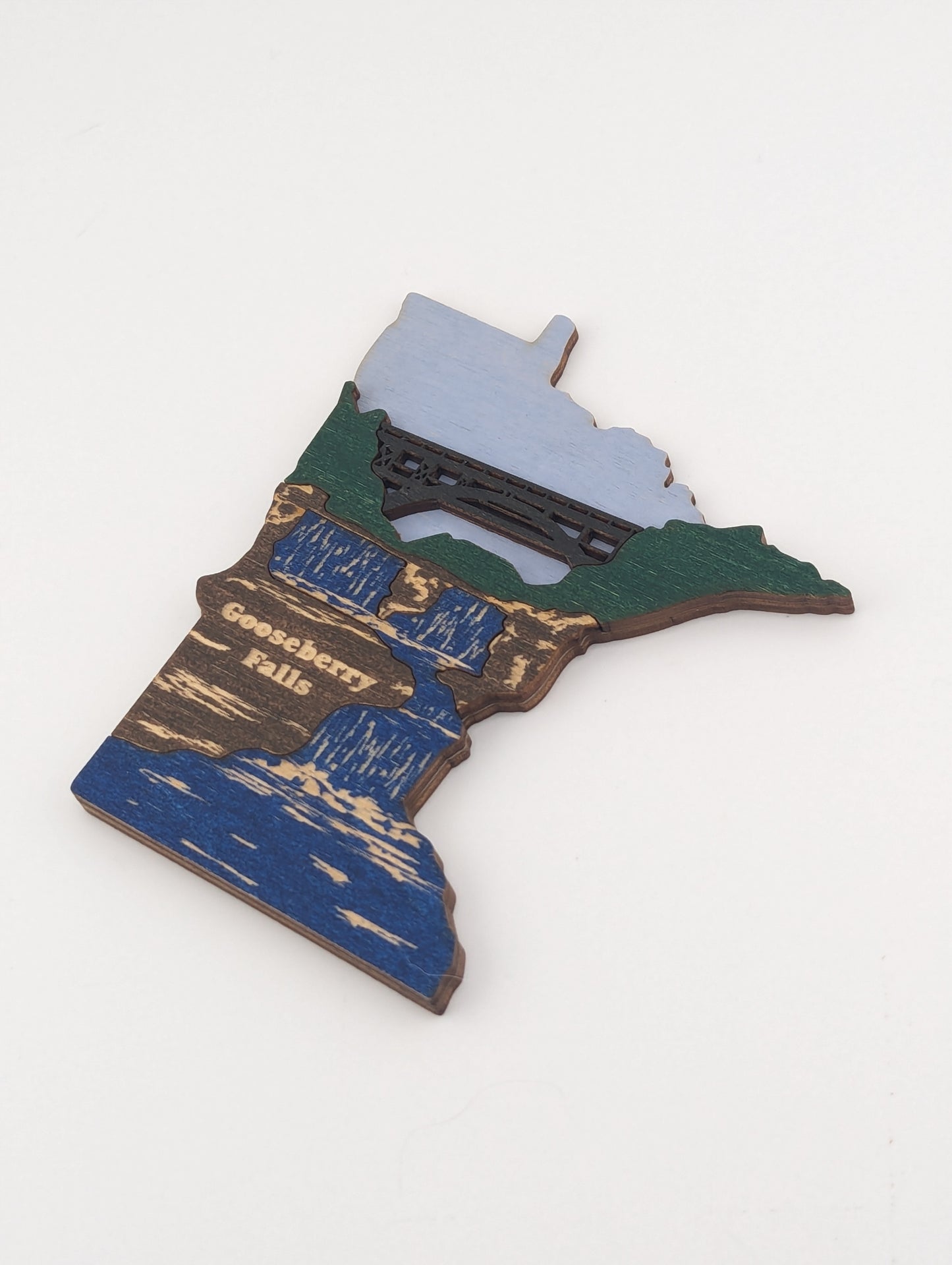 Minnesota Gooseberry Falls 4.25" wood ornament or magnet
