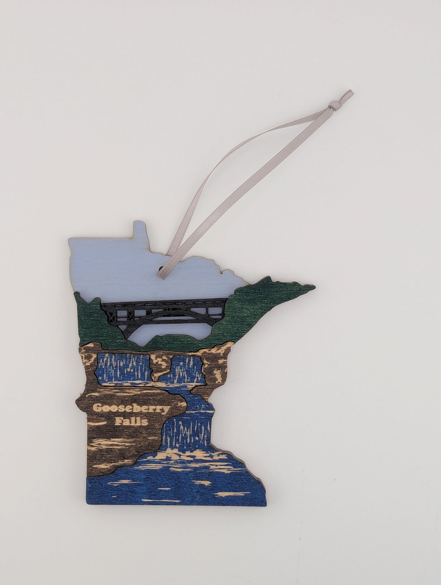 Minnesota Gooseberry Falls 4.25" wood ornament or magnet