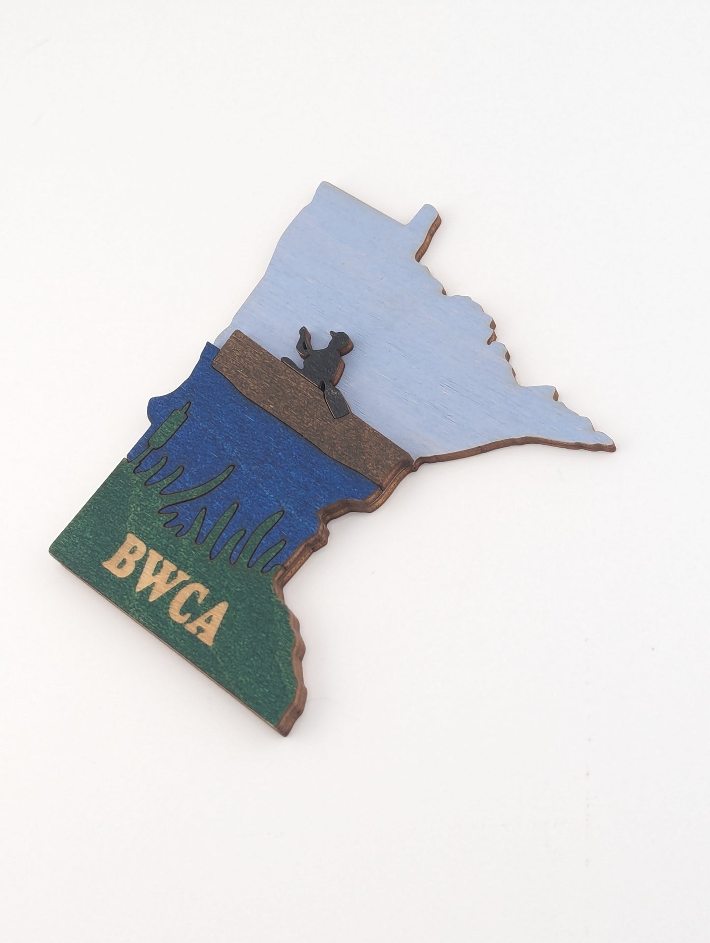 Minnesota BWCA Canoe Paddler 4.25" wood ornament or magnet