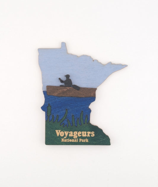 Minnesota Voyageurs Canoe Paddler 4.25" wood ornament or magnet