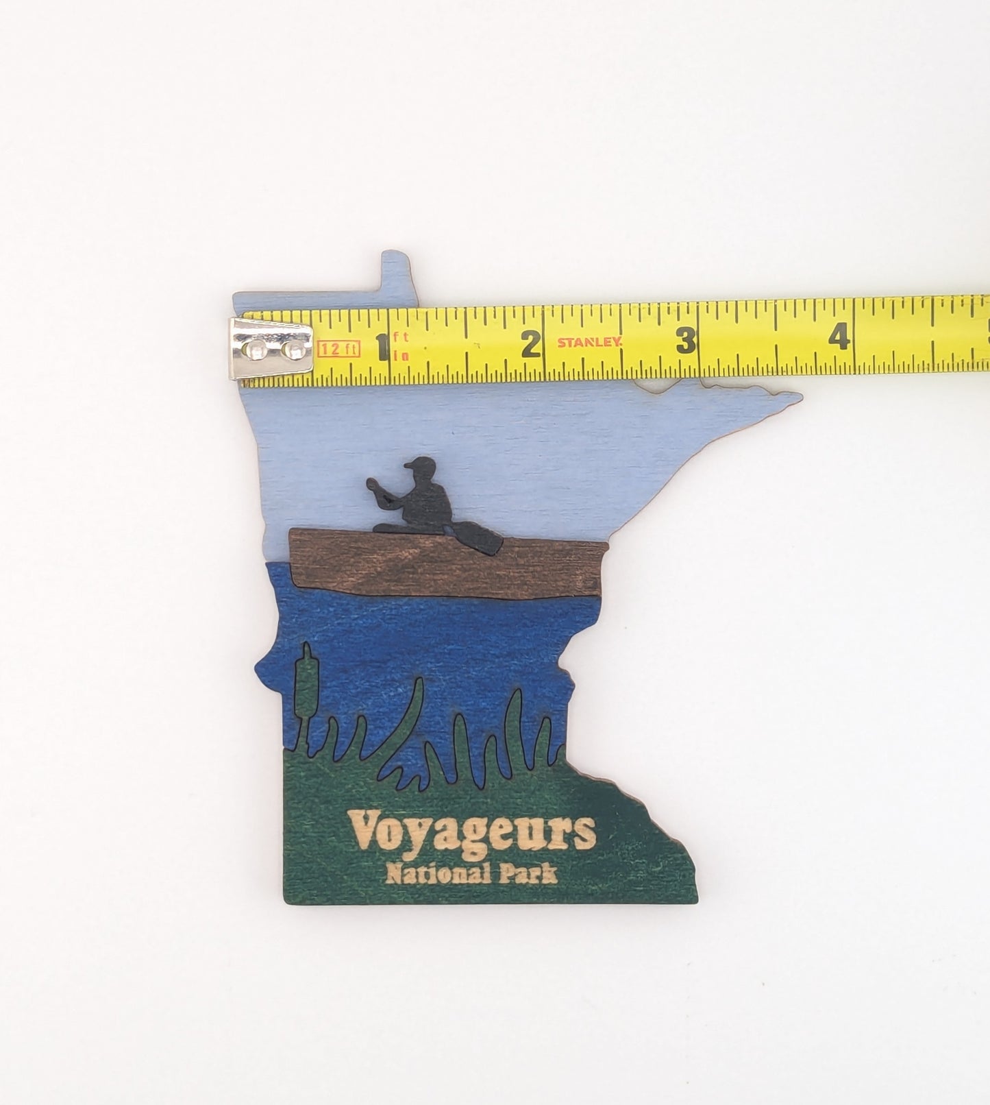 Minnesota Voyageurs Canoe Paddler 4.25" wood ornament or magnet