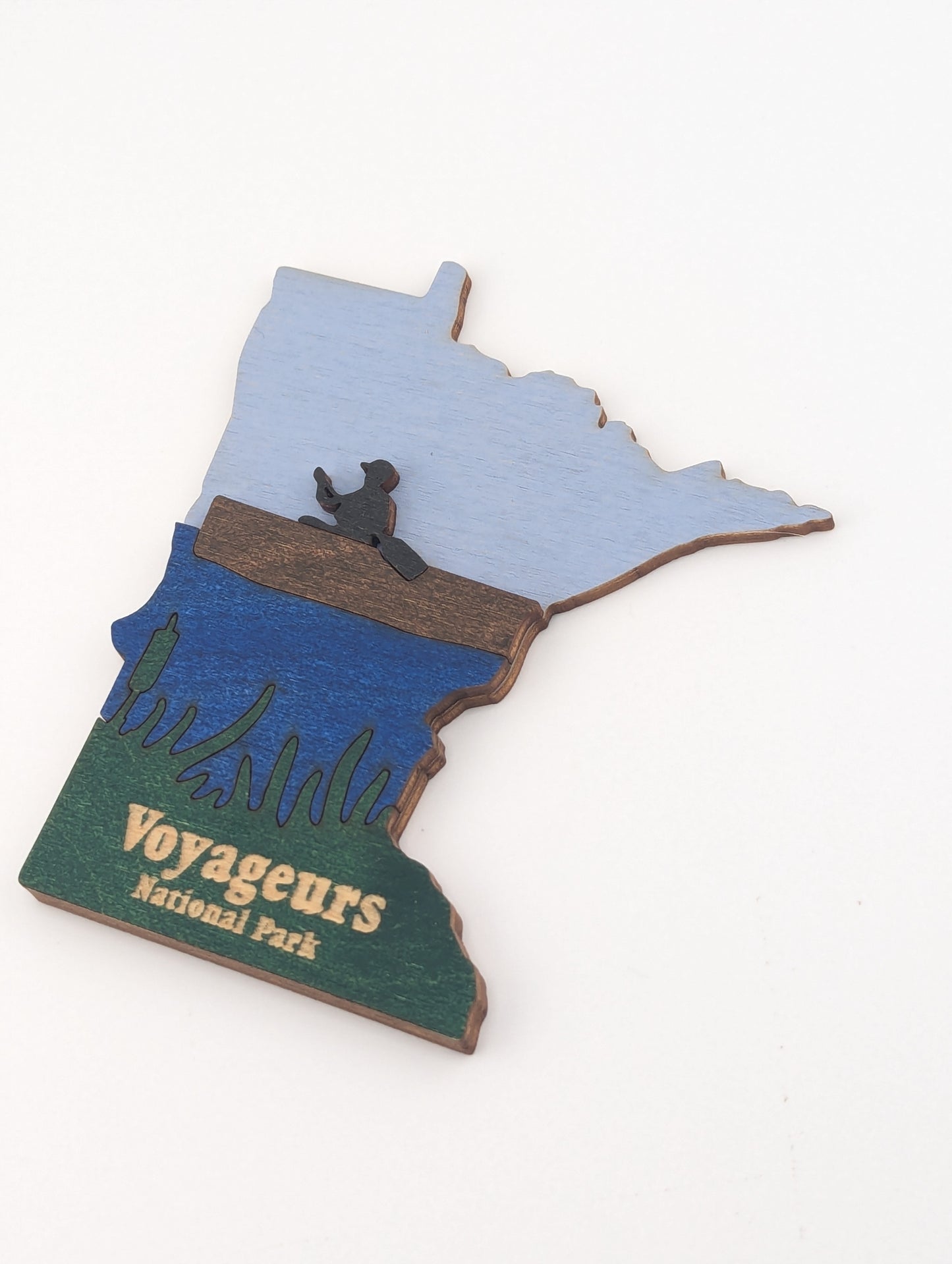 Minnesota Voyageurs Canoe Paddler 4.25" wood ornament or magnet