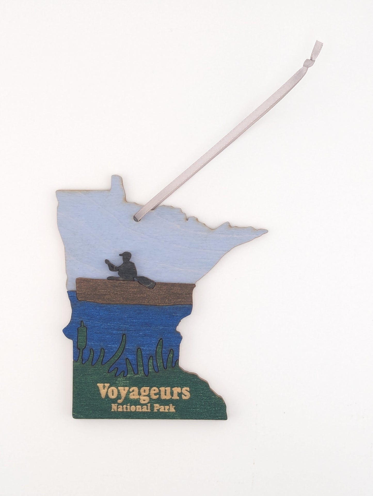 Minnesota Voyageurs Canoe Paddler 4.25" wood ornament or magnet