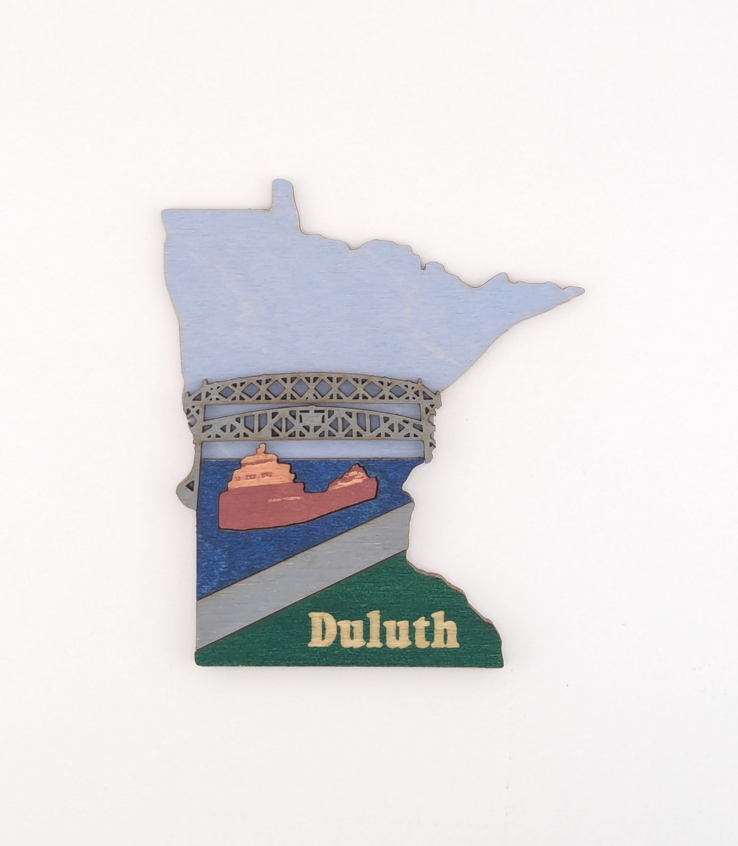 Minnesota Duluth Lift Bridge 4.25" wood ornament or magnet