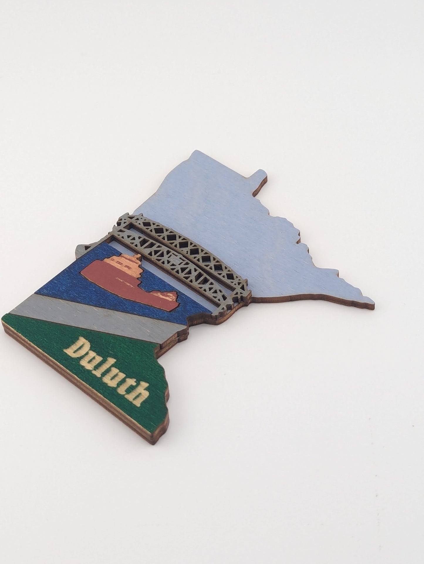 Minnesota Duluth Lift Bridge 4.25" wood ornament or magnet