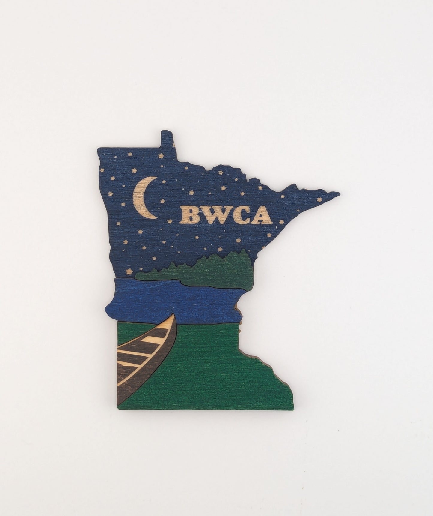 Minnesota BWCA Canoe Night 4.25" wood ornament or magnet