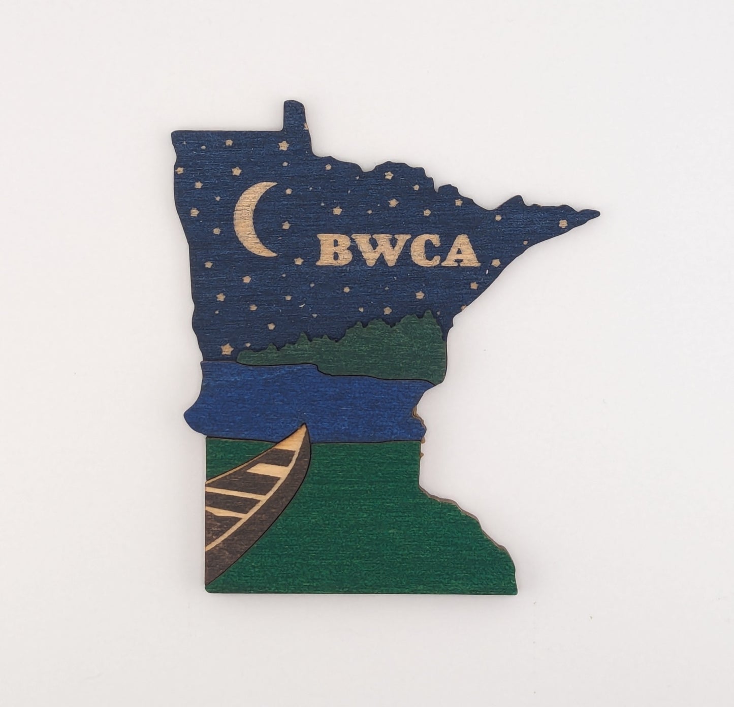 Minnesota BWCA Canoe Night 4.25" wood ornament or magnet