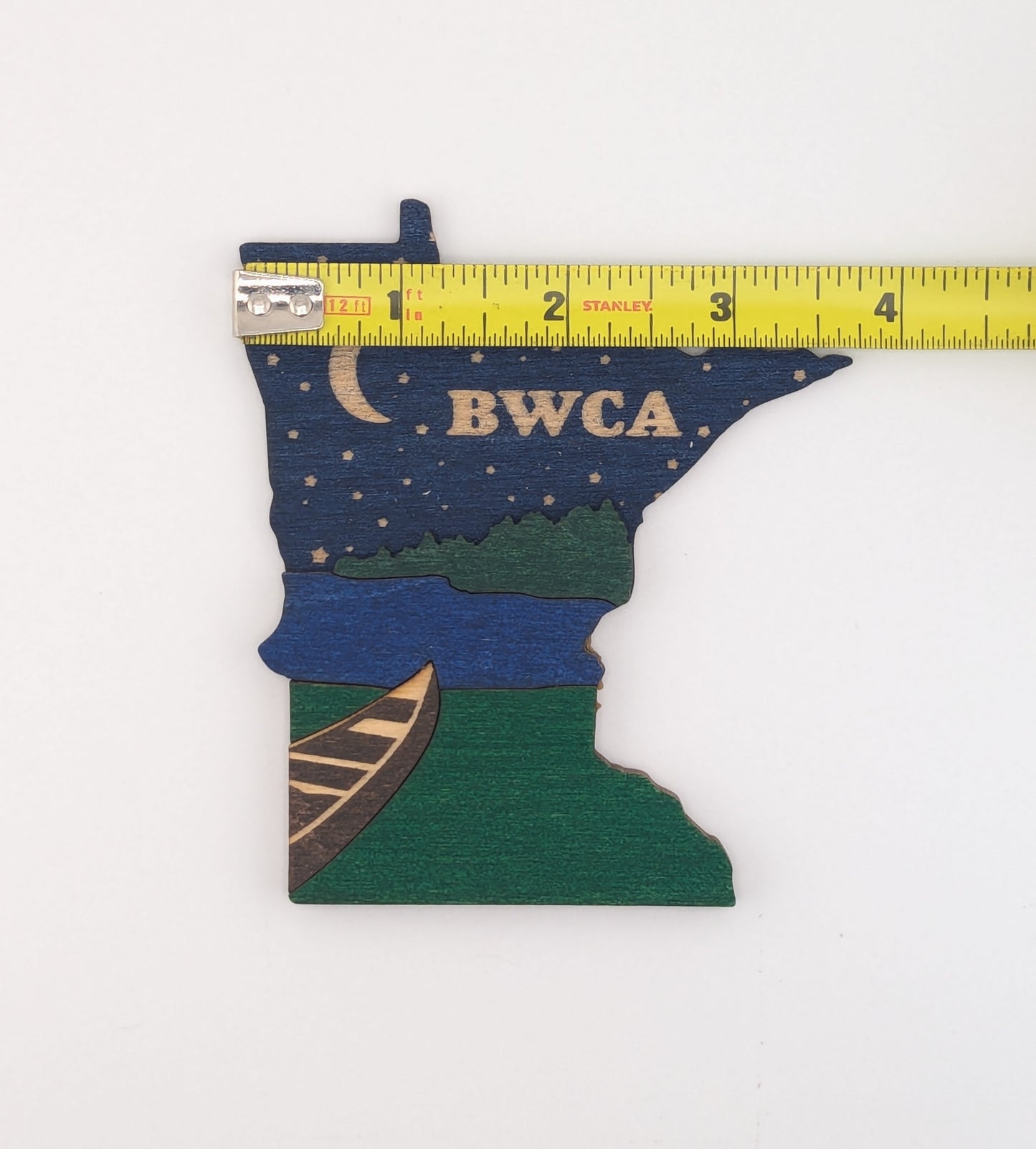 Minnesota BWCA Canoe Night 4.25" wood ornament or magnet