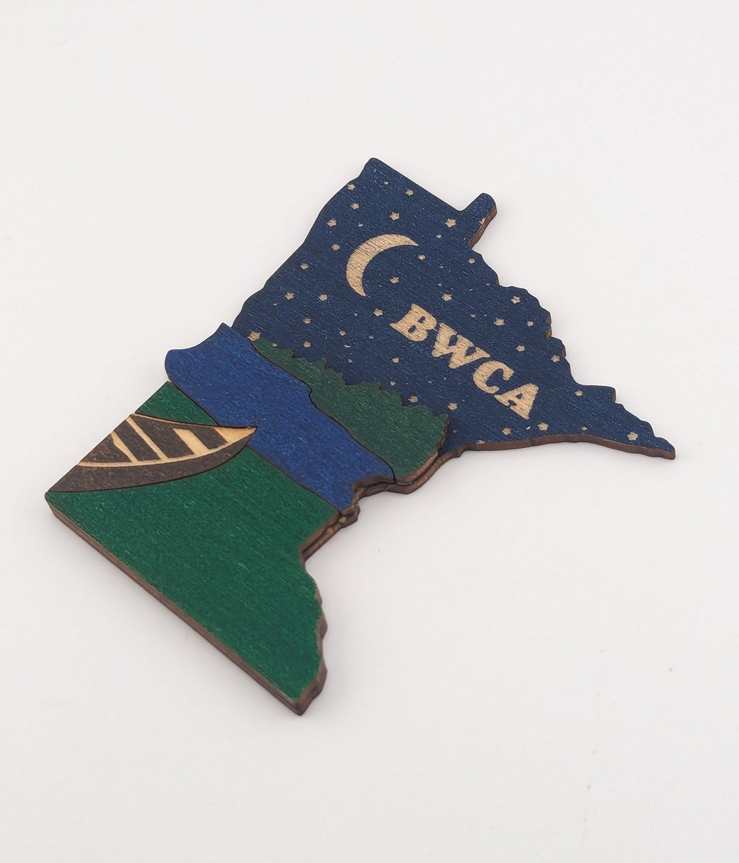 Minnesota BWCA Canoe Night 4.25" wood ornament or magnet